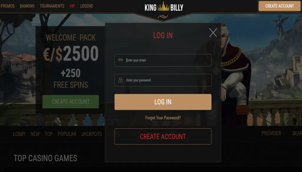 King Billy Casino Login