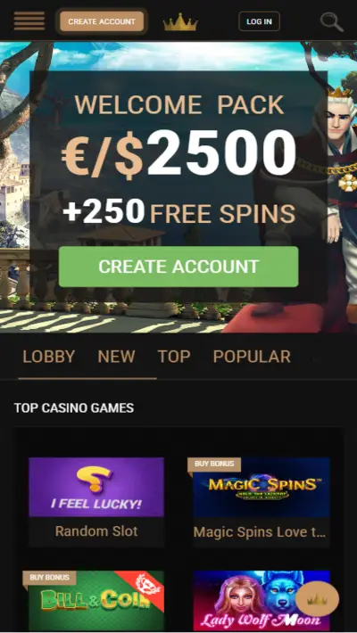 King Billy Casino Site Mobile