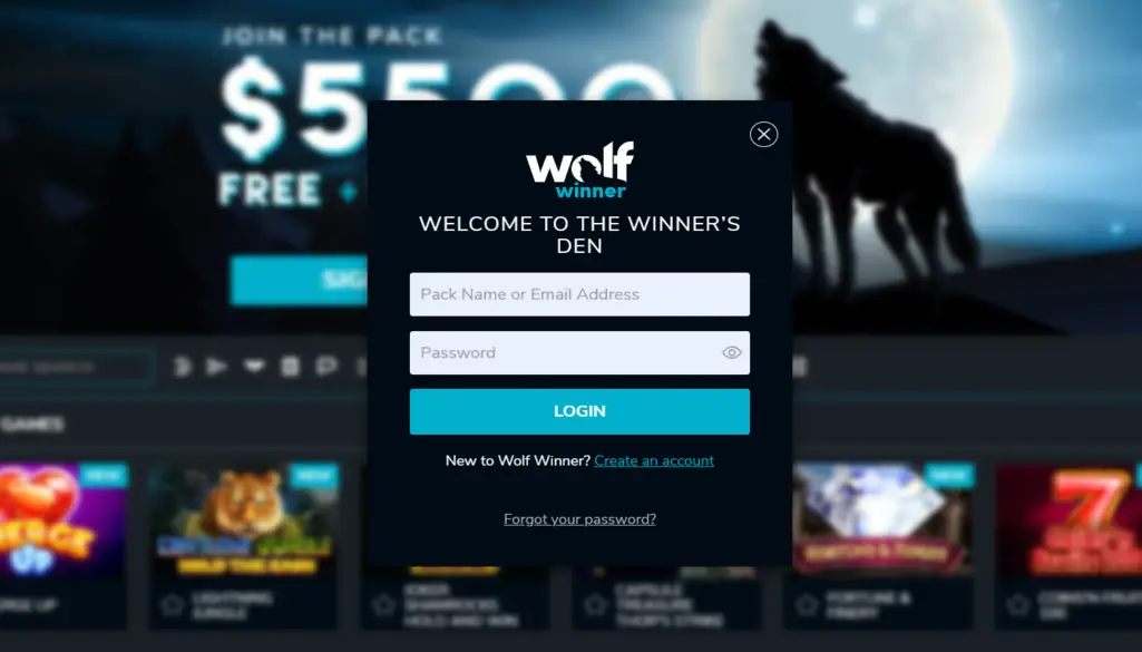 Wolf Winner casino login
