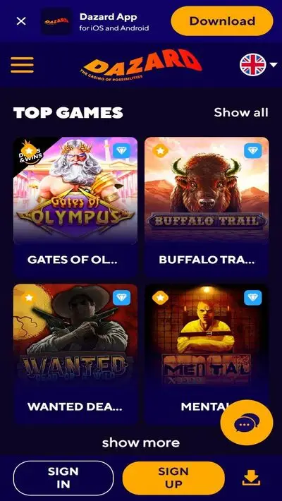 Dazard casino games mobile