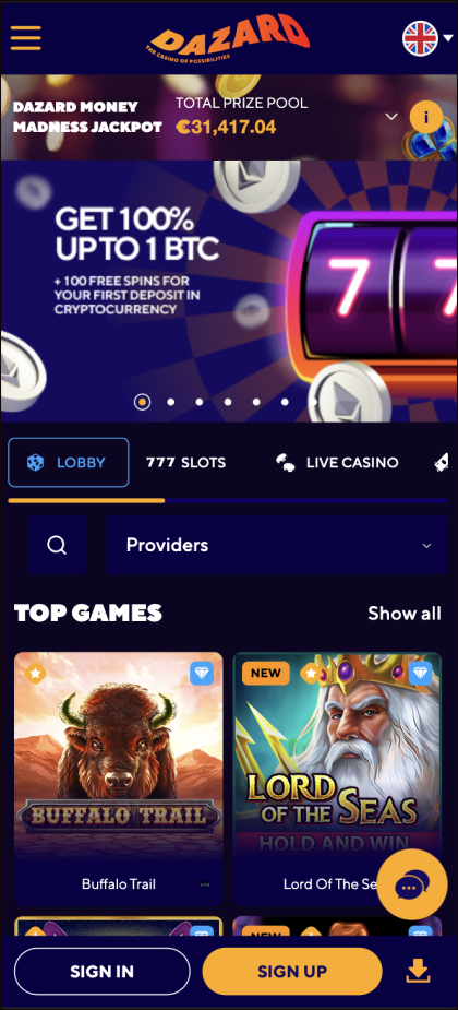 Dazard Casino App & Mobile