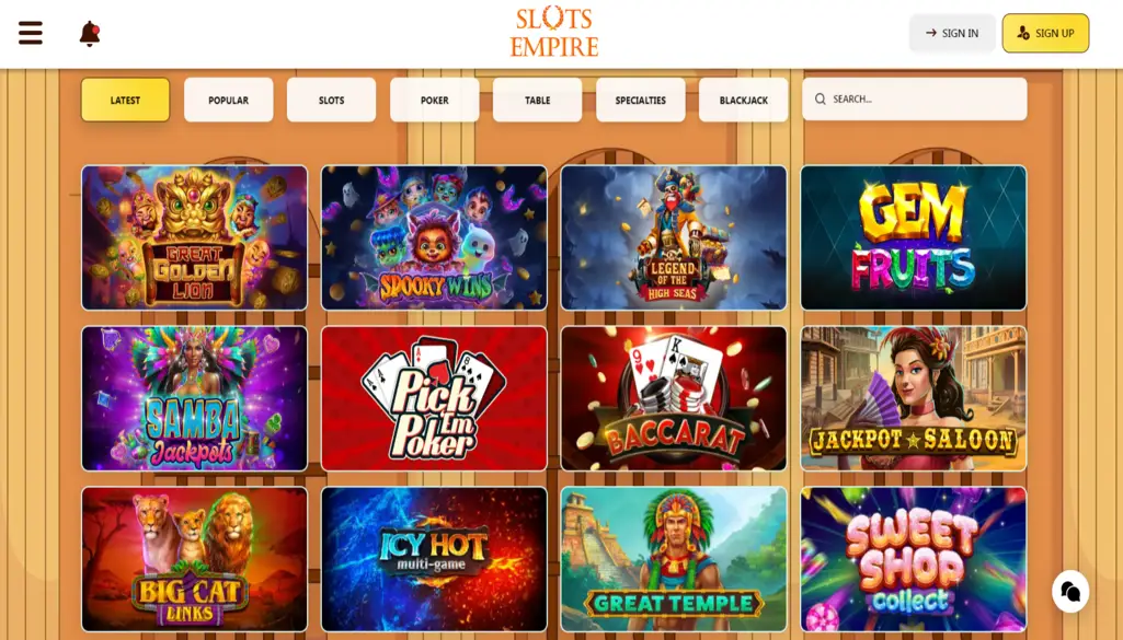 Slots Empire casino games